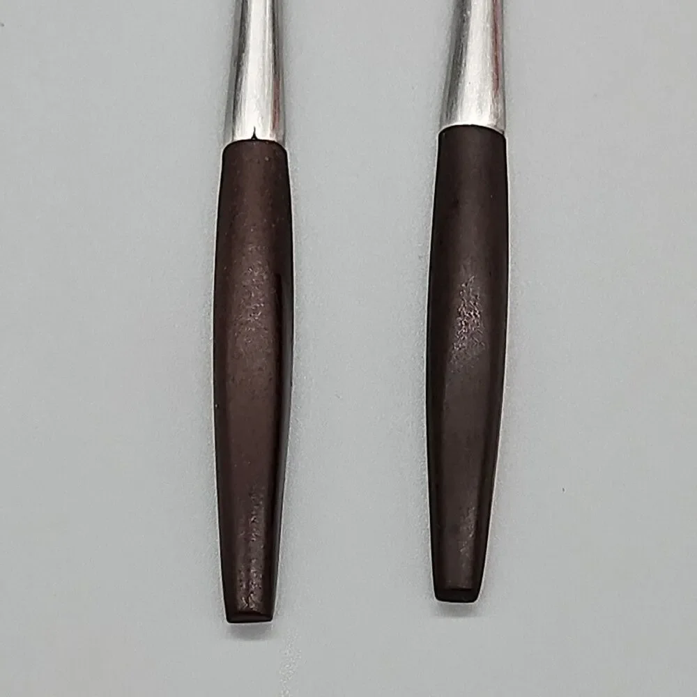 Interpur Salad Forks Brown Wood-Tone Handle Stainless Japan Flatware Set/2